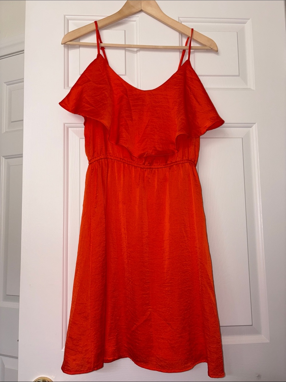 Bisou Bisou Orange Ruffle Spaghetti Strap Dress
